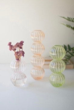 FLUTED GLASS STACKING BALL VASES