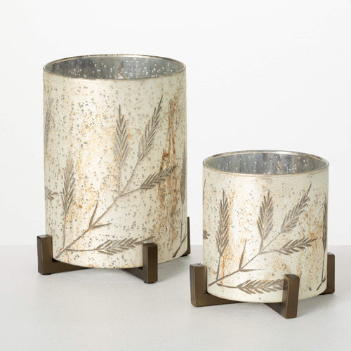 GLASS LEAF CANDLEHOLDER