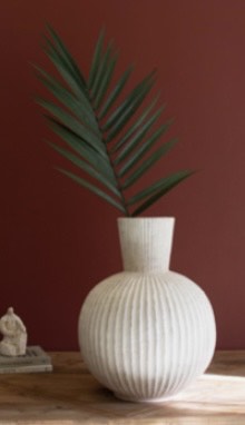 TALL STONE COMPOSITE FLUTED BULB VASE
