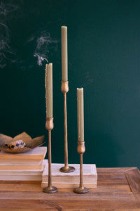 Antique Brass Candle Holder Set/3
