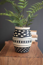 Load image into Gallery viewer, Black and White Paper Mache Vase