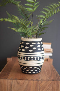 Black and White Paper Mache Vase
