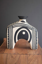 Load image into Gallery viewer, Black and White Paper Mache Vase