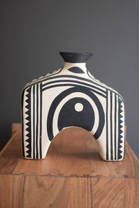 Black and White Paper Mache Vase