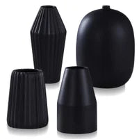 Satin Black Ceramic Vases