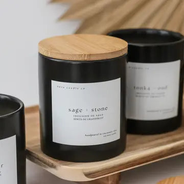 Black Ceramic Candle - Flannel