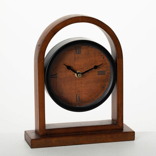 Arched Wood Frame Desk Clock