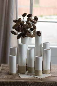 White Ceramic Cylinder Bud Vases