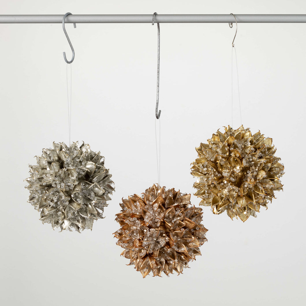 GLITTERED HULL BALL ORNAMENTS