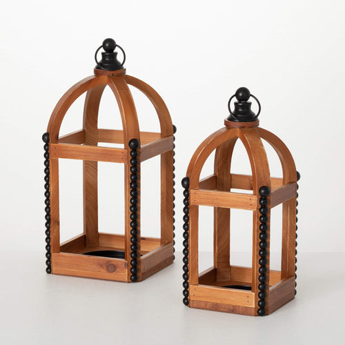 Wooden Lantern with Finials