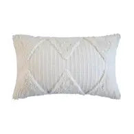 Handmade Tufted White Throw Pillow