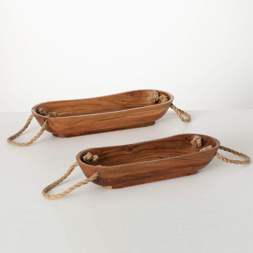 Rustic Acacia Oval Bowl Set/2