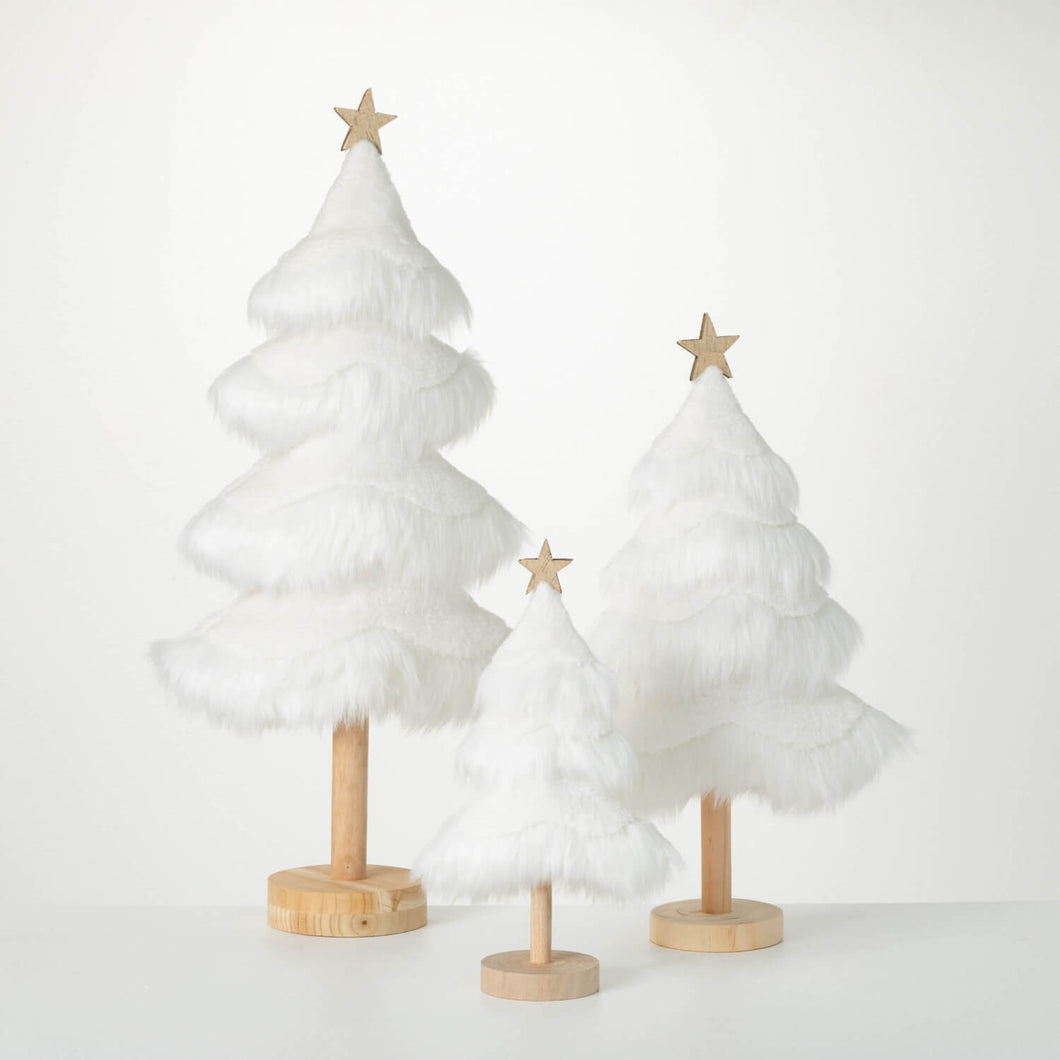 FAUX FUR TABLETOP TREE SET 3