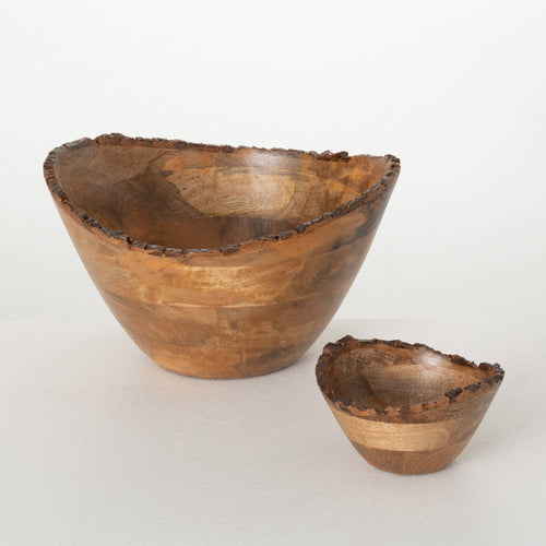 Natural Edge Rustic Wood Bowl Set
