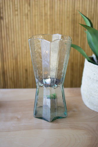 glass star hurricane w/ metal candle insert- MD