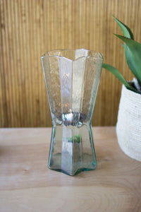 glass star hurricane w/ metal candle insert- MD
