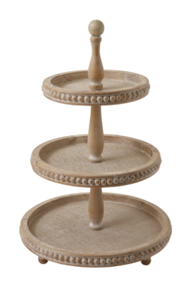 Decorative Wood 3-Tier Tray