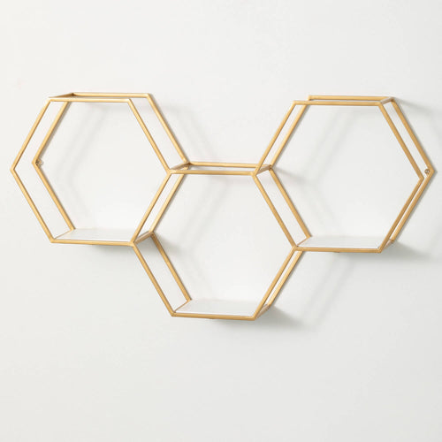 Hexagonal Gold Metal Shelf