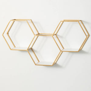 Hexagonal Gold Metal Shelf