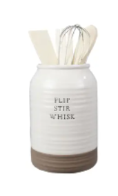 Ceramic Utensil Holder with Utensils