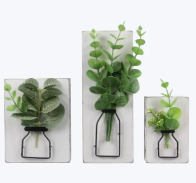 Wood Box with Artificial Flower