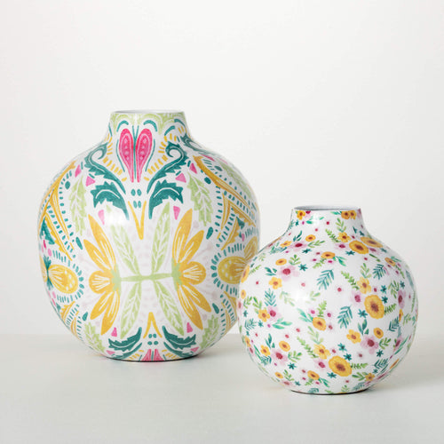 Abstract Floral Vase Set