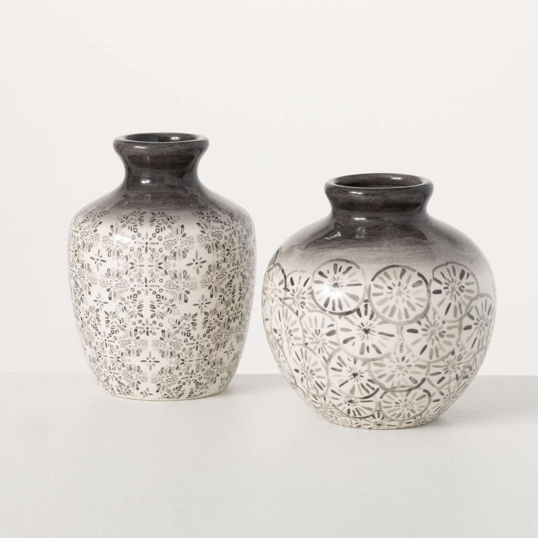 Gray Botanical Inspired Vases
