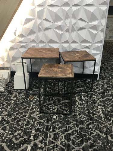 Dark Wood & Iron Side Tables