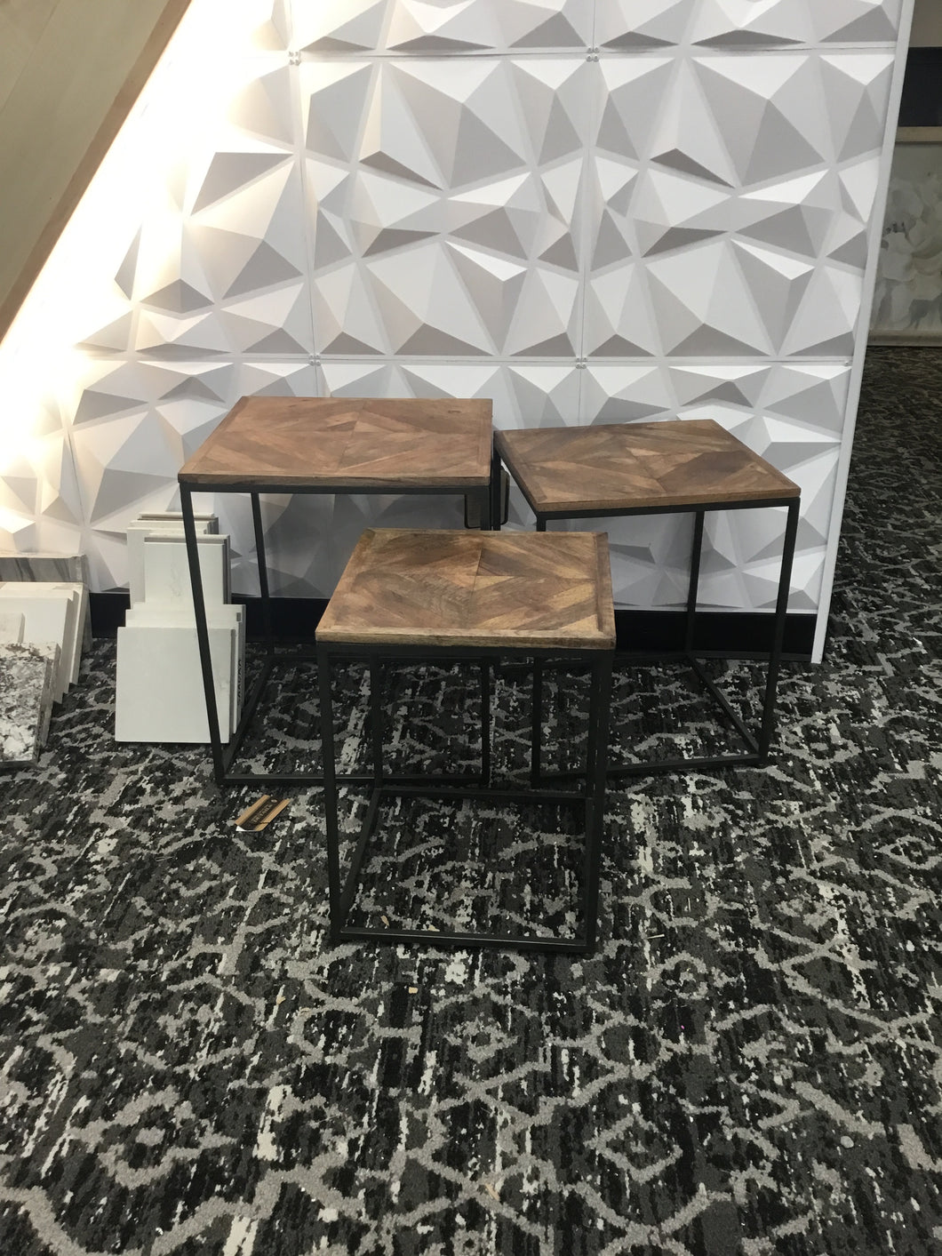 Dark Wood & Iron Side Tables