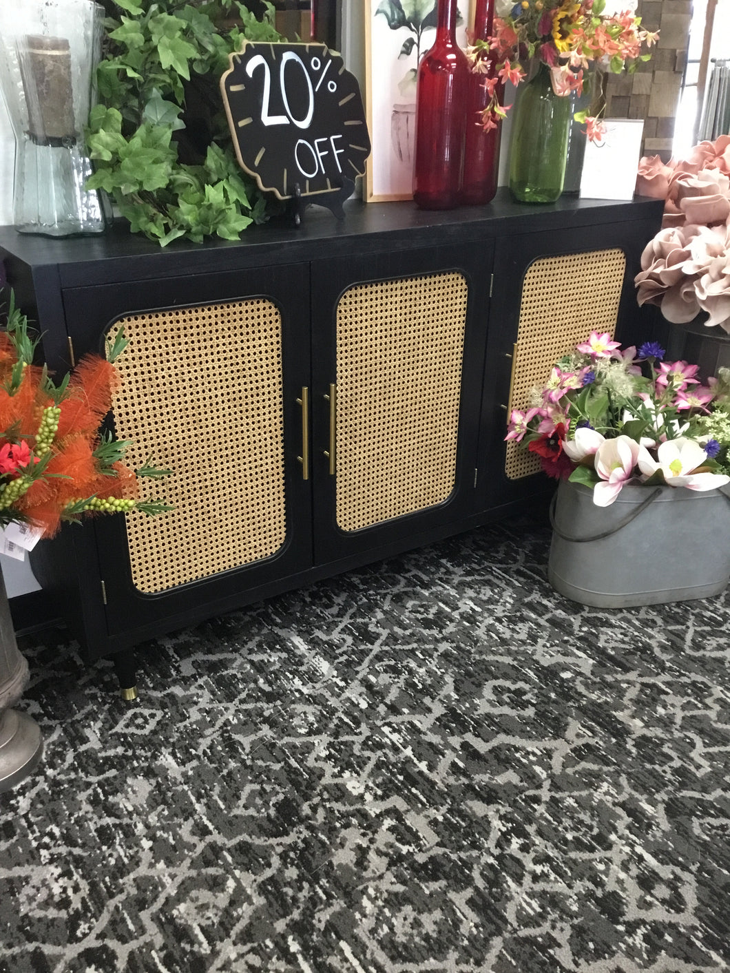 Black Rattan Console