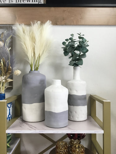 Matte Gray & White Bottle Vases