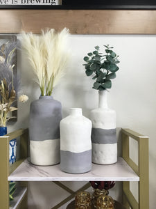 Matte Gray & White Bottle Vases