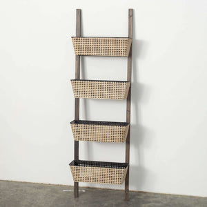 Open Cane Webbing Ladder Shelf