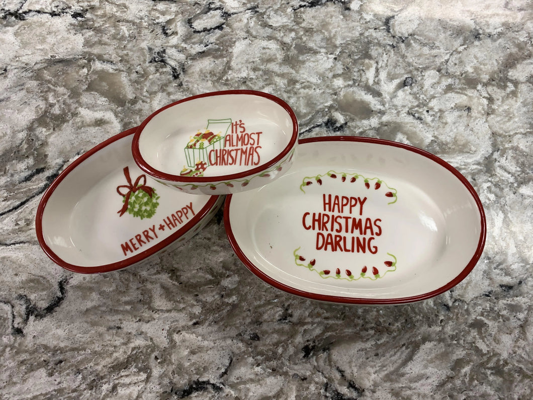 3 Oval Ramekins Holiday