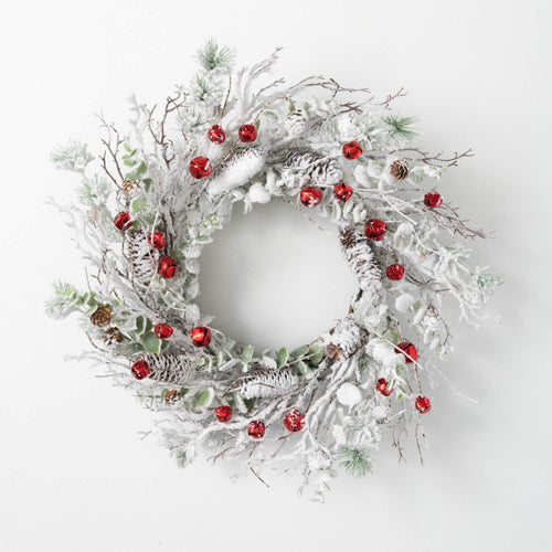 FLOCKED PINE BELL WREATH